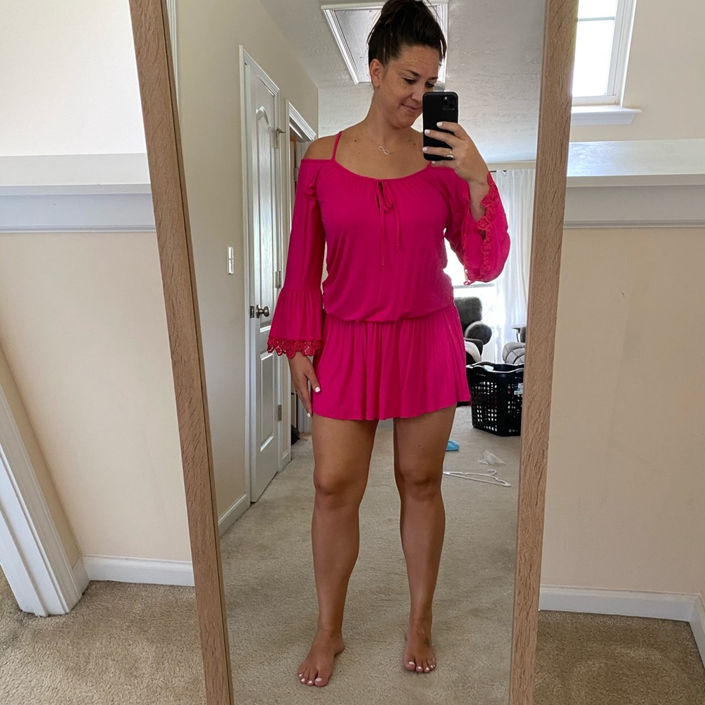 Brand new with tags, pink off the shoulder, dress
